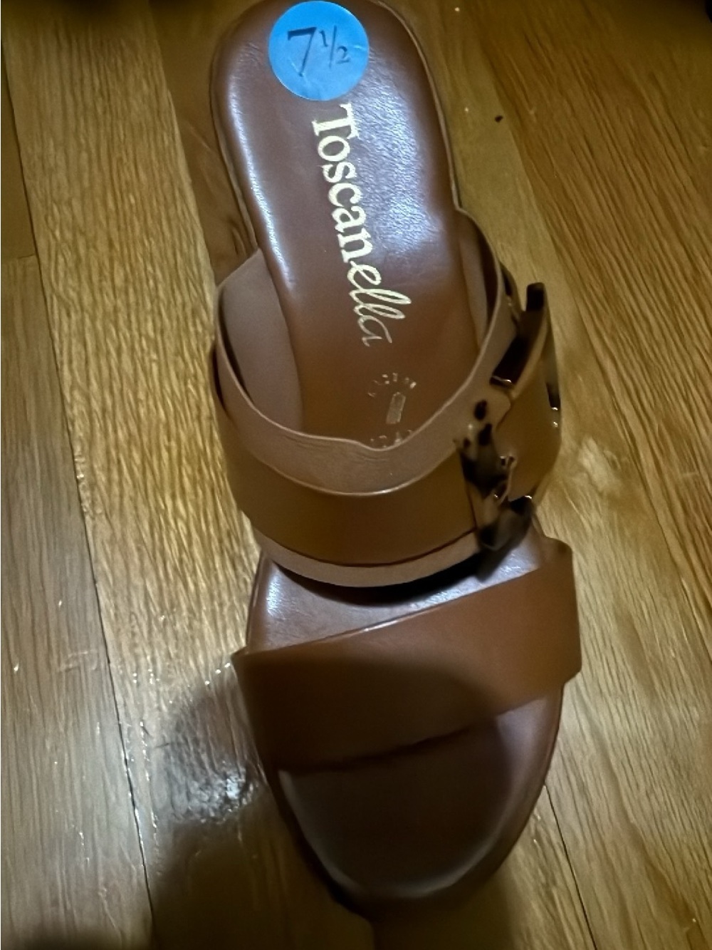 Toscanella Brown Leather Slide Mule with Buckle Detail